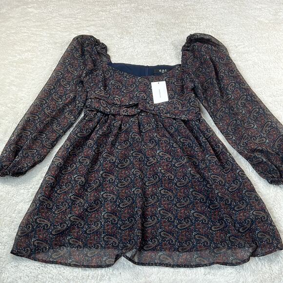 O.P.T. One Pretty Thing paisley chiffon dress, size med NWT - Picture 3 of 10